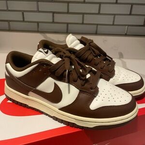 Brown and white women nike dunks